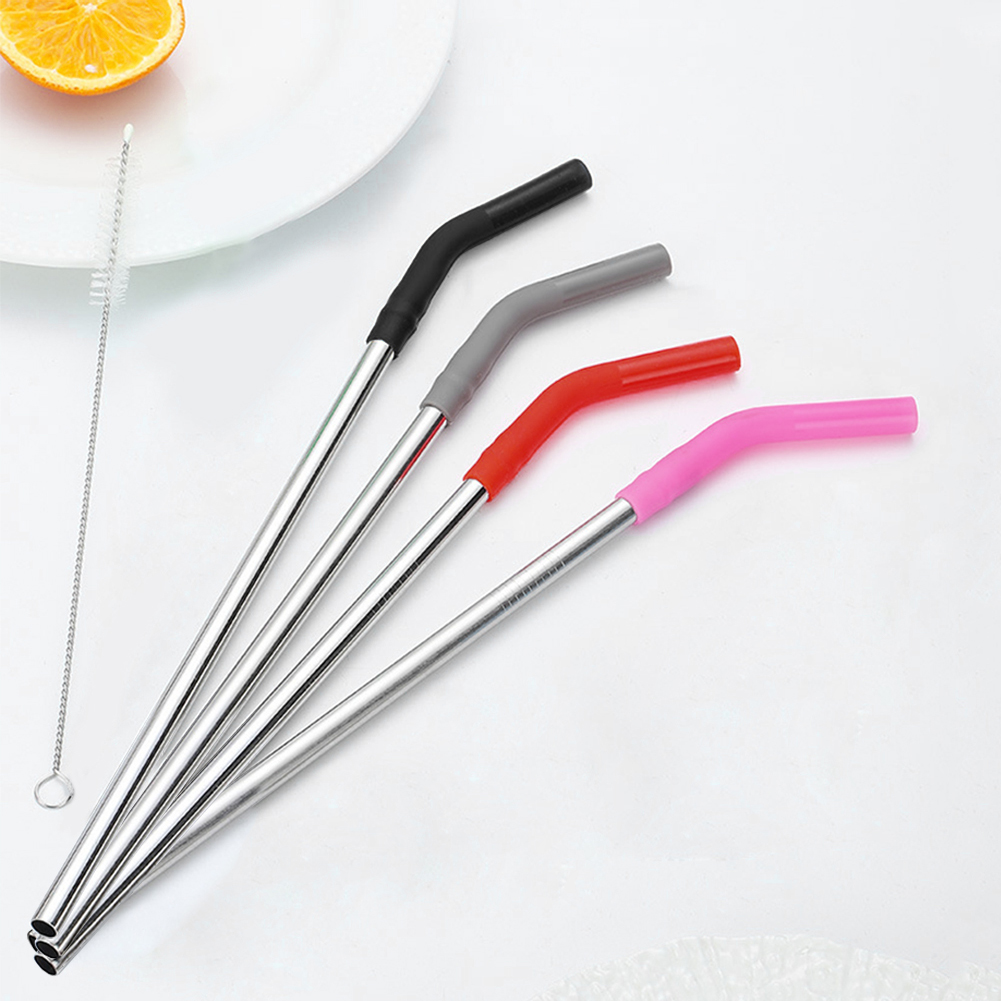 Mixing Cup Silicone - Lot de 4 pailles longues en