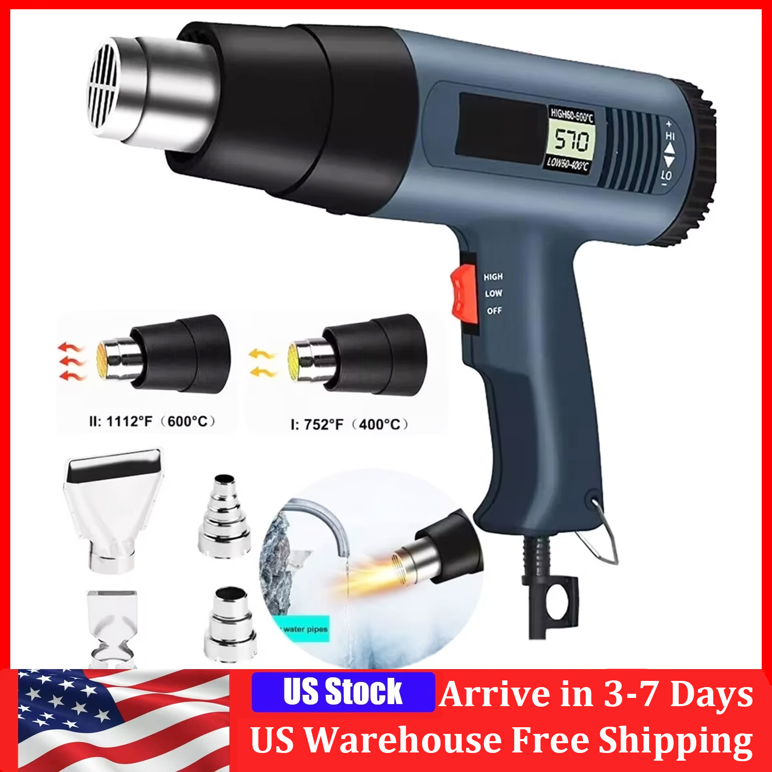 Heat Gun Small - Pistolet thermique électrique 2000W avec écran