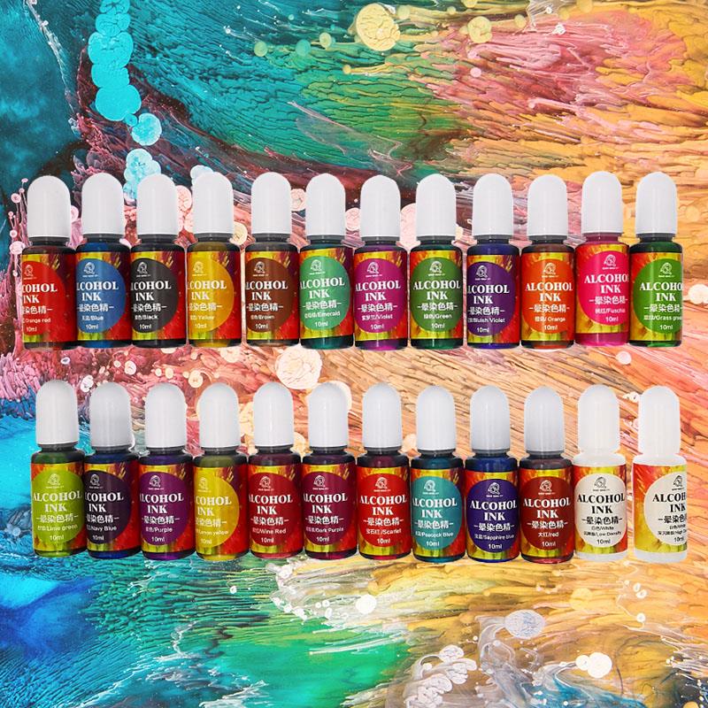 Resin Dye Alcohol - Encre à base d'alcool, 24 couleurs,