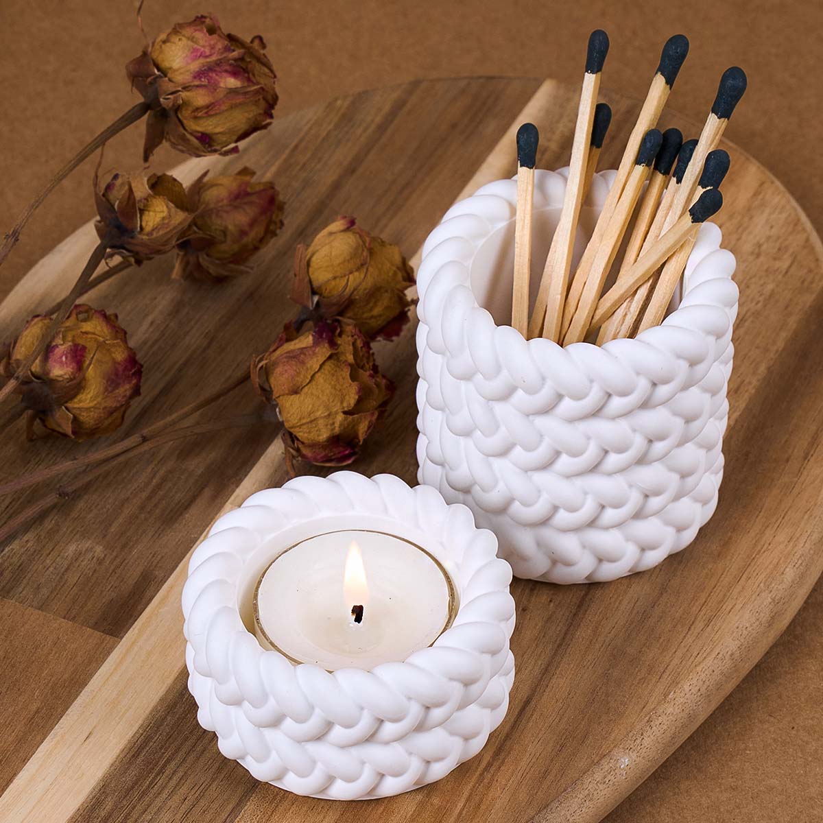 Pot de bougie en corde de chan - Coaster Mold Round avis et prix